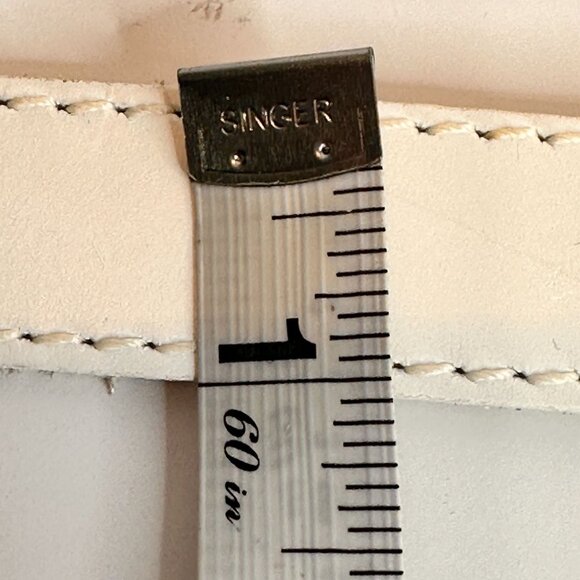 Vintage White Leather Belt Ornate Brass Buckle Womens M Feminine Cottagecore main image 7
